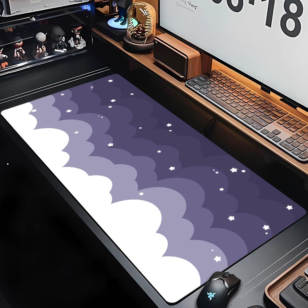 Large Size Pink Mousepad Pastel Clouds Desk Mat Kawaii Cartoon Mouse Pad Rubber Table Mat Extended Gaming Lock Edge Keyboard Mat