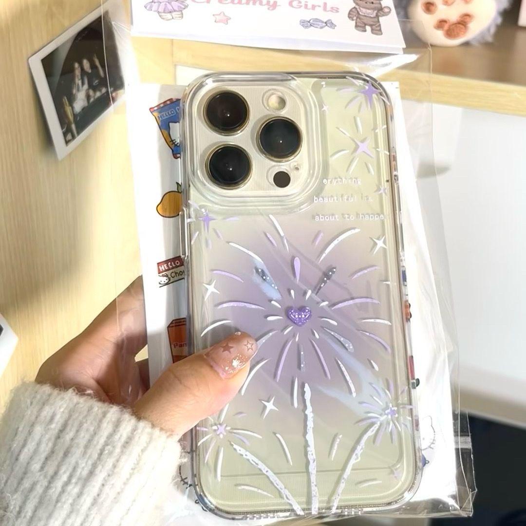 

Прозрачный чехол для мобильного телефона с градиентным фиолетовым фейерверком Space Shell для Apple 15/14/13 Pro Max и 12/11 XR/XS/7/8 Plus iPhone 14 Pro Max