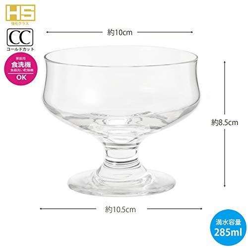 Toyo Sasaki Glass Parfait Glass, Aromatherapy Pudding, 285ml, Set of 6, Made In Japan, Dishwasher Safe, Footed Dessert Glasses, 35003HS-JAN-P