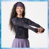 Li-Ning Comfortable Simple Round Neck Pullover Casual Versatile Long Sleeve T-Shirt Women Tops Black Shadow-Gray ATLV120-3