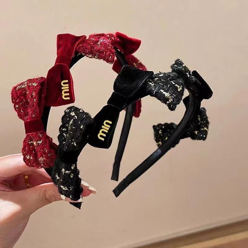 Retro Style Headbands Retro Velvet Bow Womens Black Red Hair Accessories