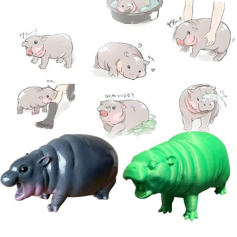 Moo Deng Decoration Toy Resin Handicraft Living Room Ornament Gifts Cartoon