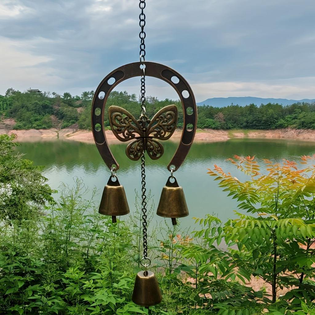 1Pc Horseshoe-Shaped Wind Chimes, Wrought Iron Crafts, Suitable for Balcony and Courtyard Outdoor Garden Decoration, Decorative HoAudio,