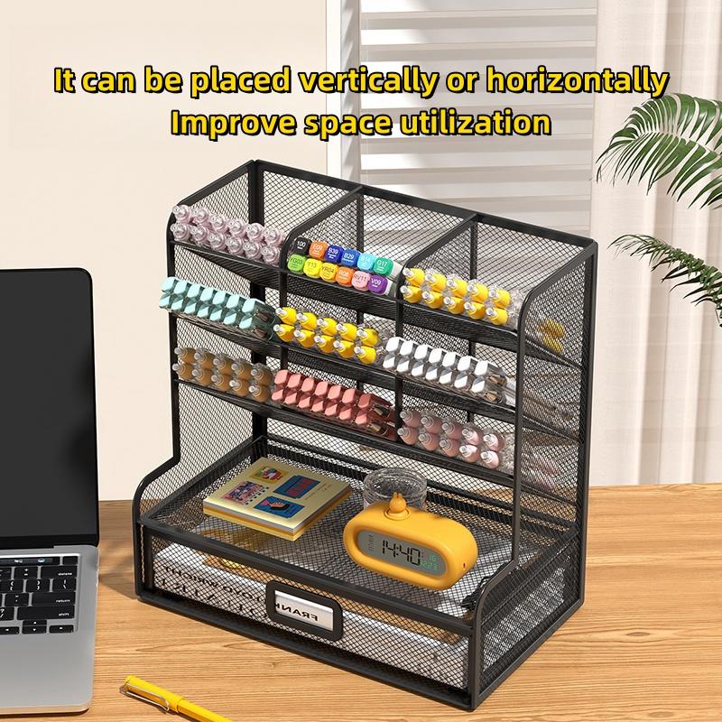Mesh Desk Desktop Stationary Organizer Multi-Functional Holder Storage Rack for School Home Office Art Supplies Mesh Pen Holder