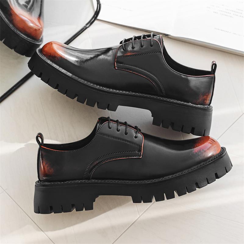 Fashion British Style Male Derby Shoes Stylish Thick Bottom Oxford Shoes Hot Sale Mens Business Shoe Formal Dress Footwear  Casual Shoes