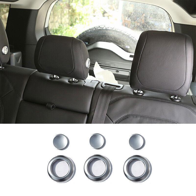 For Defender 110 - Matte Silver Seat Headrest Button Ring Cover Trim 6pc