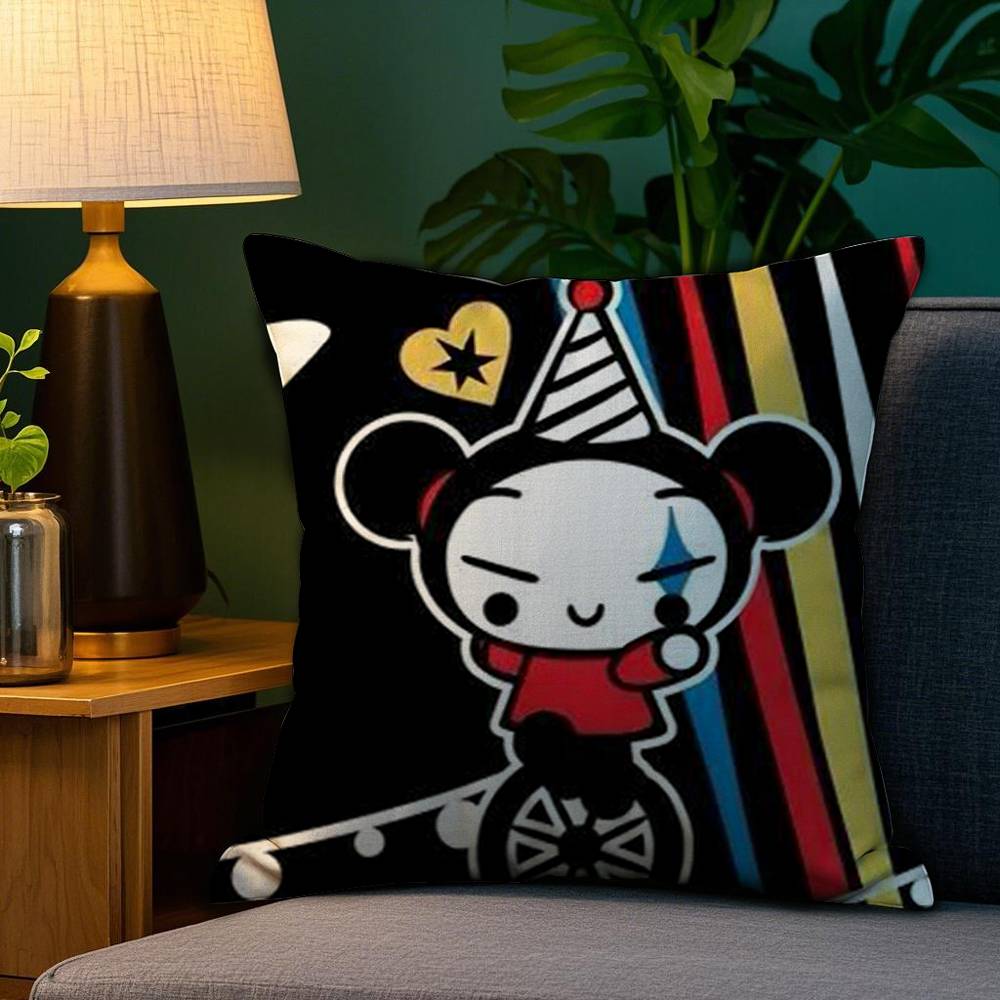 Kawaii P-Pucca Anime Pillow Case Plush Fabric Soft Double Sided Print Sofa Cushion Cover Throw Pillow Covers