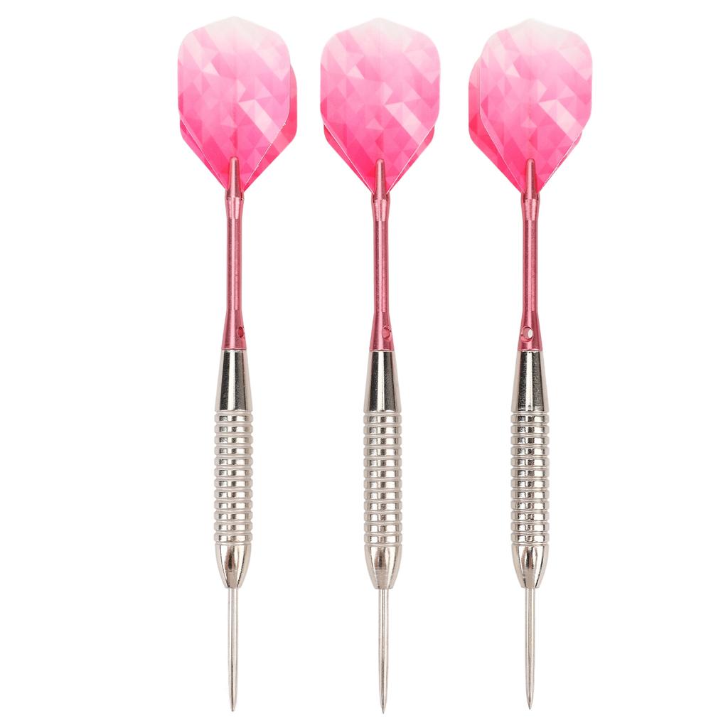 Steel Tip Darts Set Professionelle Darts Deep Groove Barrel Aluminium Schaft und PET Flights mit Aufbewahrungskoffer Pink