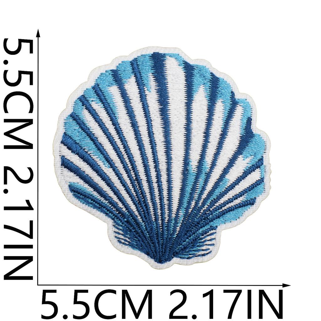 Blue Theme Embroidery Cloth Sticker, Surf Girl Patch Sticker, Wave Hermit Crab Computer Embroidery Label, Shell Chapter Sticker