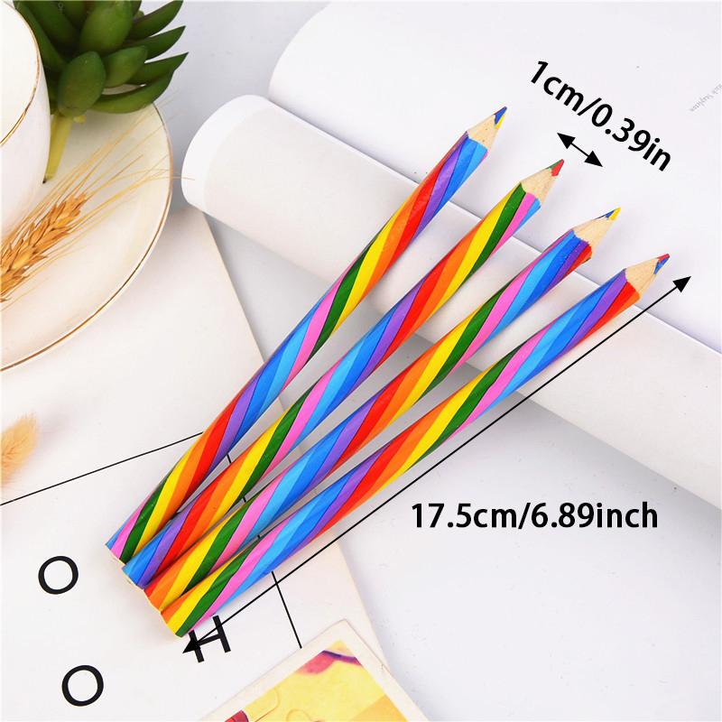 Lápiz Arcoíris Creativo Lindo de 4 Colores Mismo Núcleo de Madera Papelería de Dibujo para Niños Regalo