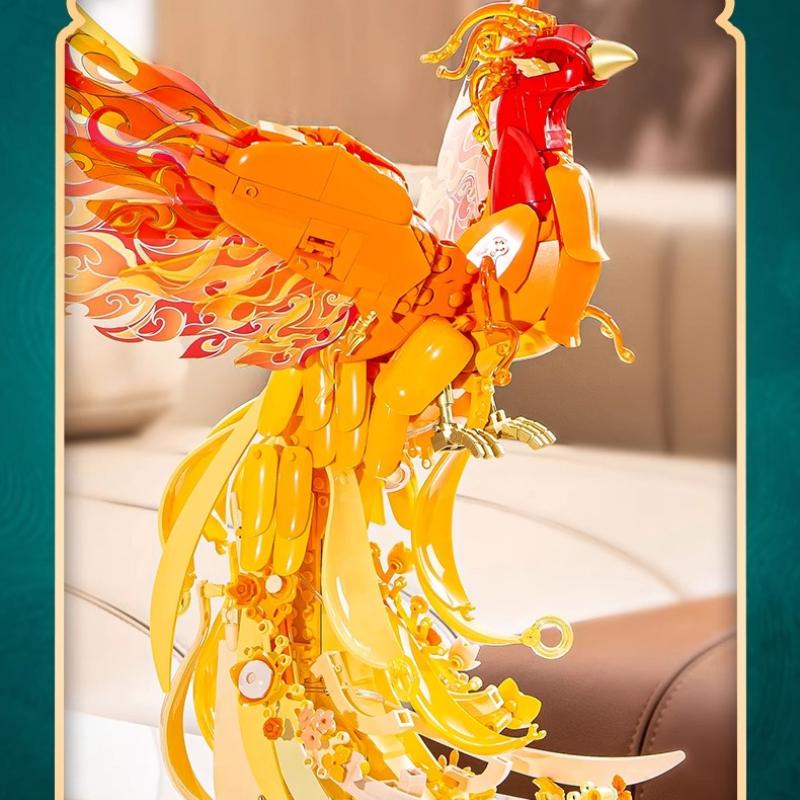 Phoenix Building Blocks Children's Educational Assembling Phoenix with Light Toy Model Home Ornaments Decoration Gifts