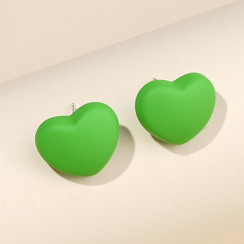 Colorful Heart Stud Earrings - Cute and Fresh Jewelry for Women