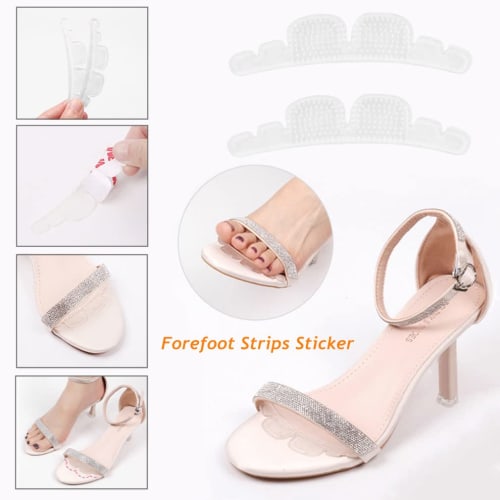 Morices 4 Pairs Forefoot Cushion Pads Stickers, Non-Slip Gel Self-Adhesive Heel Grip Metatarsal Pads Foot Cushion Balls for Sandals, Flip Flops, and H