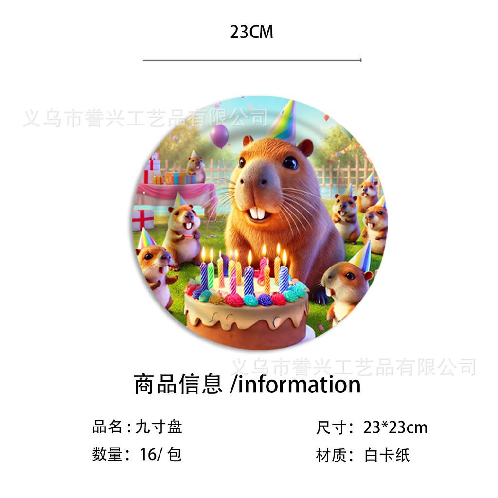 Capybara Themenparty Geschirr Pappteller Servietten Zubehör Capybara Geburtstag Einweg Partydekoration