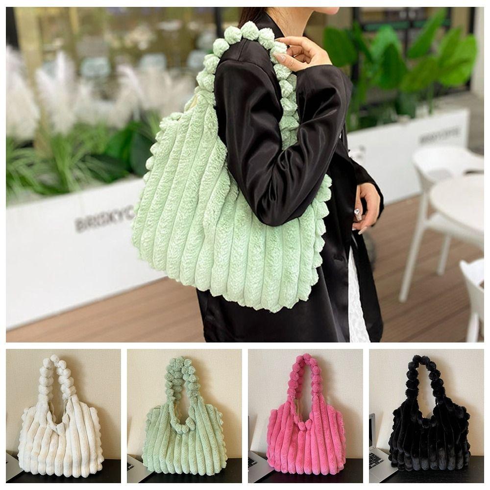 Große Plüsch-Handtasche Einfarbige Plüsch-Umhängetasche Kawaii Plüsch-Tragetasche Winter