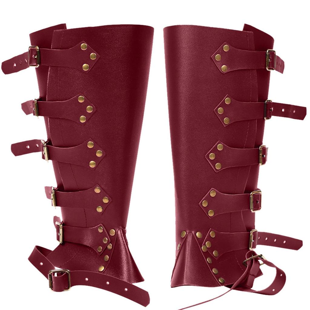 Steampunk Vintage Half Chaps Gaiter Leather Greaves Middeleeuws Viking Warrior Knight Leg Armor voor Mannen Vrouwen Cosplay Kostuum Accessoires, LAPP Middeleeuwse stijl (Zwart