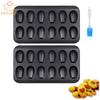 Pacote com 2 Formas para Madeleines Antiaderentes de 12 Cavidades com Pincel de Óleo Moldes para Madeleines Reforçados Formato de Concha Mini Forma para Bolo Assadeira/Forma