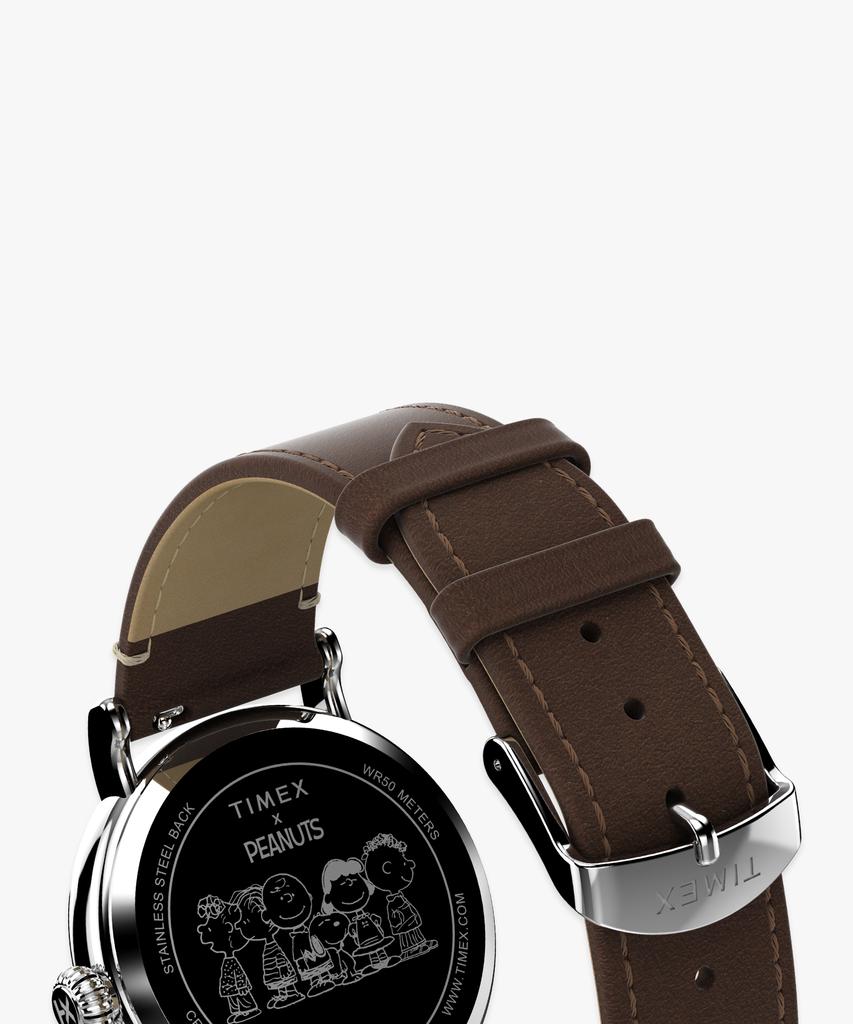 Taimaegseu X Peanuts Standard Gangs All Here Brown Leather Strap Wristwatch 40Mm