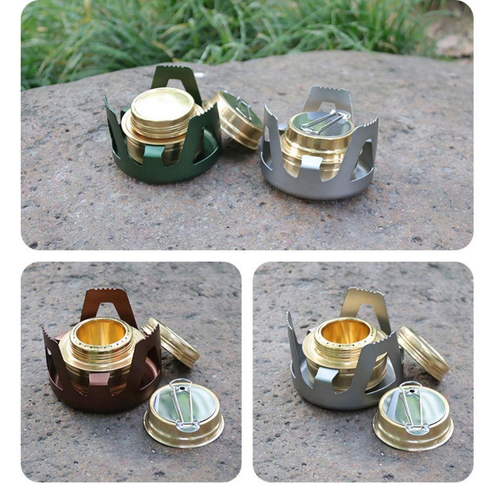 Brass Aluminum Alloy Mini Alcohol Stove Ultralight Picnic Burner Outdoor Stove Picnic Tool