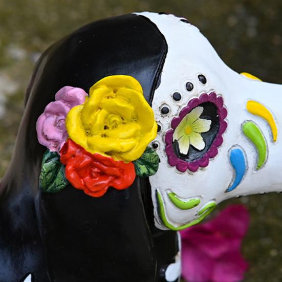 Halloween Ornament Skeleton Cat Dog Shape Resin Statue Indoor Outdoor Cat Sculpture Haunted House Desktop Decor