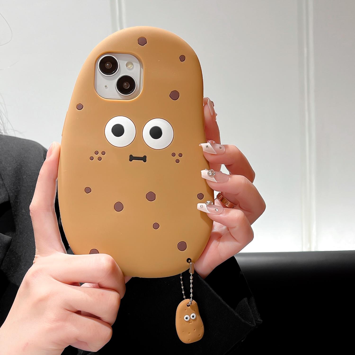 

Для iPhone 15 Силіконовий чохол Милий 3D дизайн картоплі Ударостійка задня кришка для телефону As Shown A