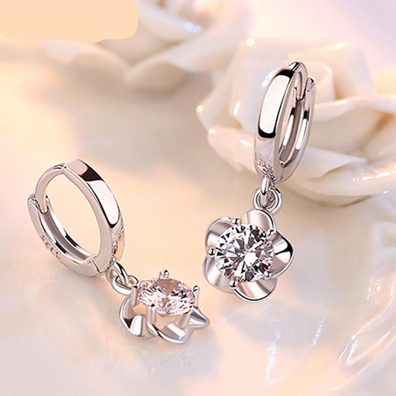 925 Sterling Silber Ohrringe Schmuck Hohe Qualität Retro Einfaches Muster Lila Weiß Zirkon Ohrringe