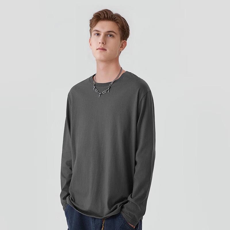 MARK FAIRWHALE Men's Loose Fit 100% Cotton Long Sleeve Round Neck T-Shirt
