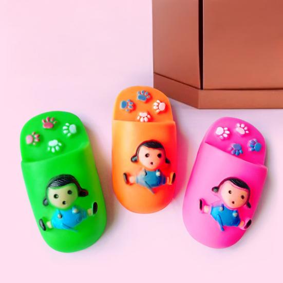 Dog Slipper Toy Squeaky Cute Slipper Dog Chew Toy Teeth-Cleaning Toy for Puppy Teething Dogs Interactive Fetch Play
