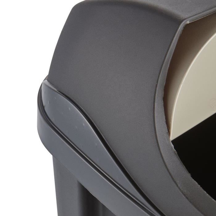 OKT 2053713 Poubelle Roll-Top 50 l en Grafit/krém, Plastique, 39 x 29,5 x 67,5 cm