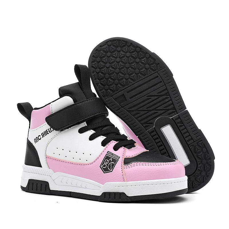

Дитяча мода липучка товста підошва високі кеди повсякденне взуття для скейтборду вуличне повсякденне спортивне взуття 28-39 39 чорний/рожевий
