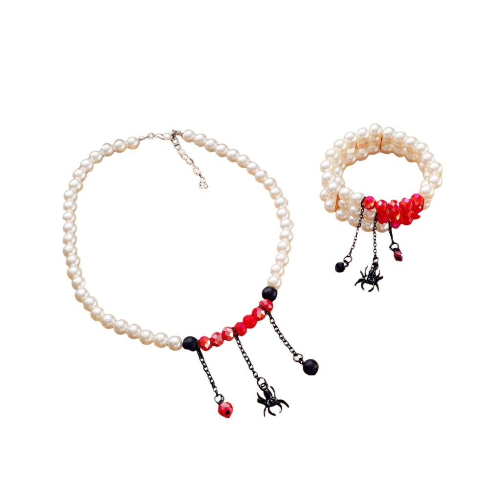 

Multilayer Spider Pendant Necklace Blood Drop Halloween Jewelry Set Halloween Party Bracelet Necklace