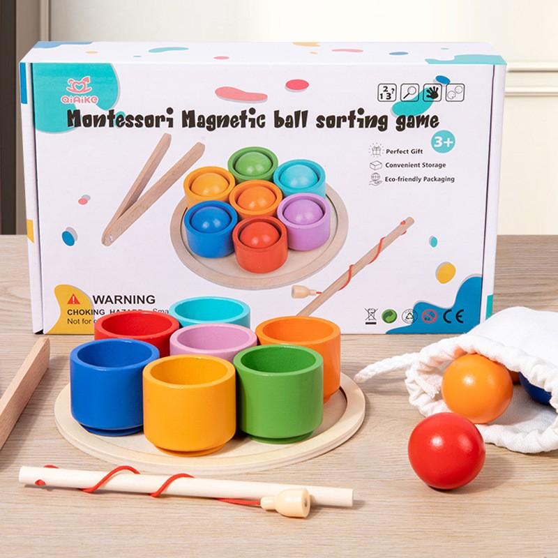 Young Children Shape Color Classification Ball And Cup Magnetic Pair Color Clip Bead Game Early Education Quantity Cognitive Educational Toys