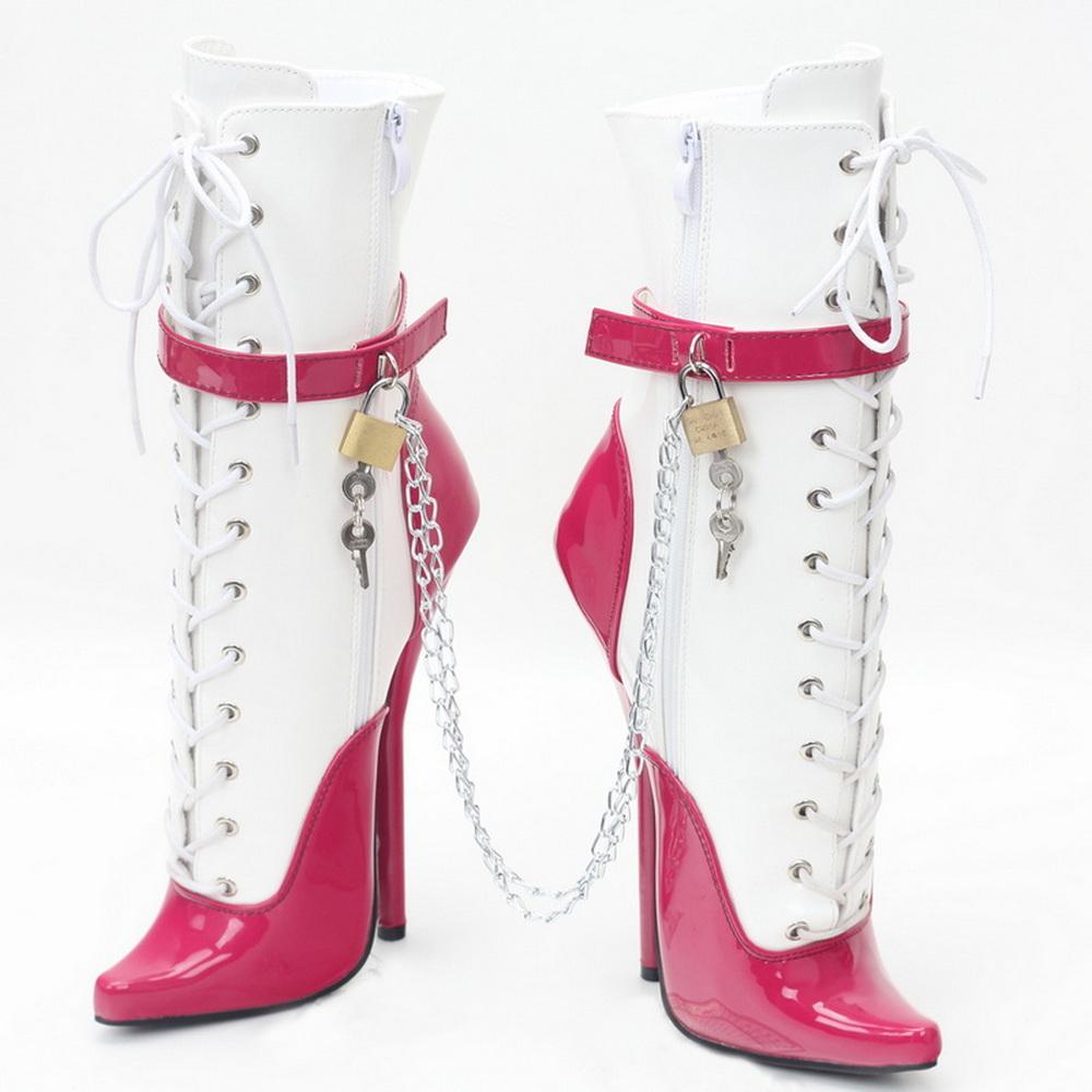 Fashion FHC New 18cm High Heels Ballet Boots,Fetish Dance Shoes,Men Cosplay Botas,Pointy Toe,Side Zipper,Front Laces,Customized Color