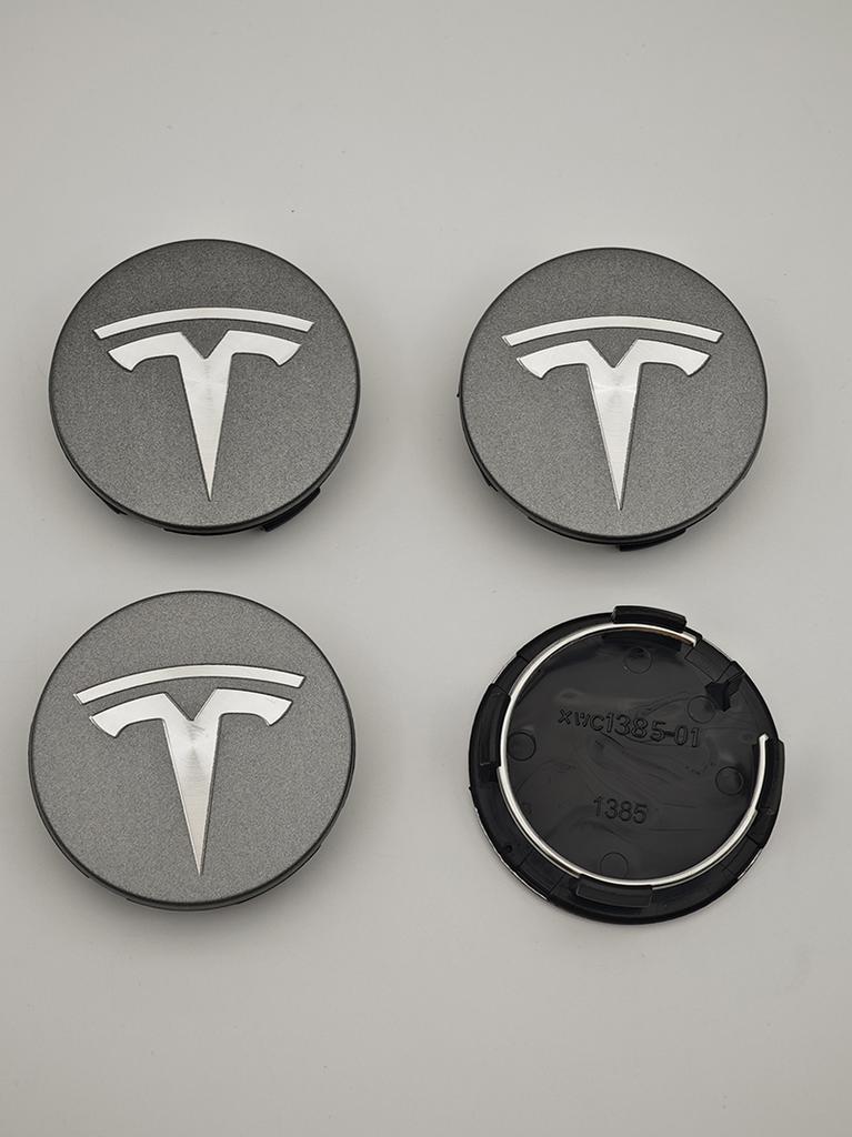 AGLNX1 4pcs 56mm Light Grey Car Wheel Center Cap Logo Badge Emblem For Tesla Original Hub Caps Model 3 Model Y Model S X Accessories