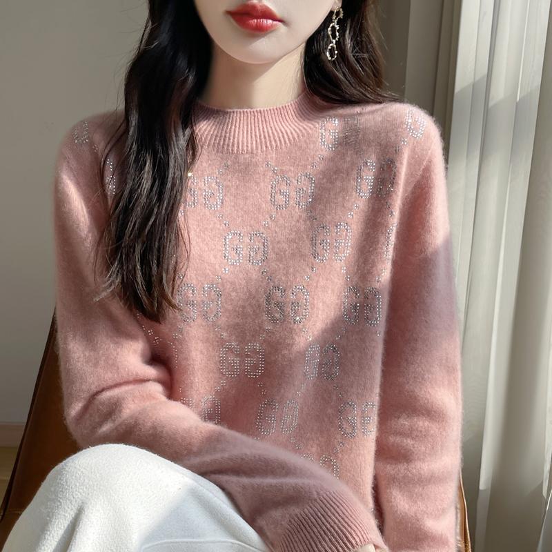 Damen Kaschmirpullover Qinghe Kaschmir 30% Kaschmir 70% Wolle Herbst- und Winterpullover warm und modisch