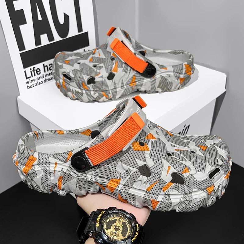 2024 Summer New Men's Slippers Outdoor Garden Clogs Male Casual Shoes Fashion Luxury Sandals Comfort Home Soft Slippers 40-47