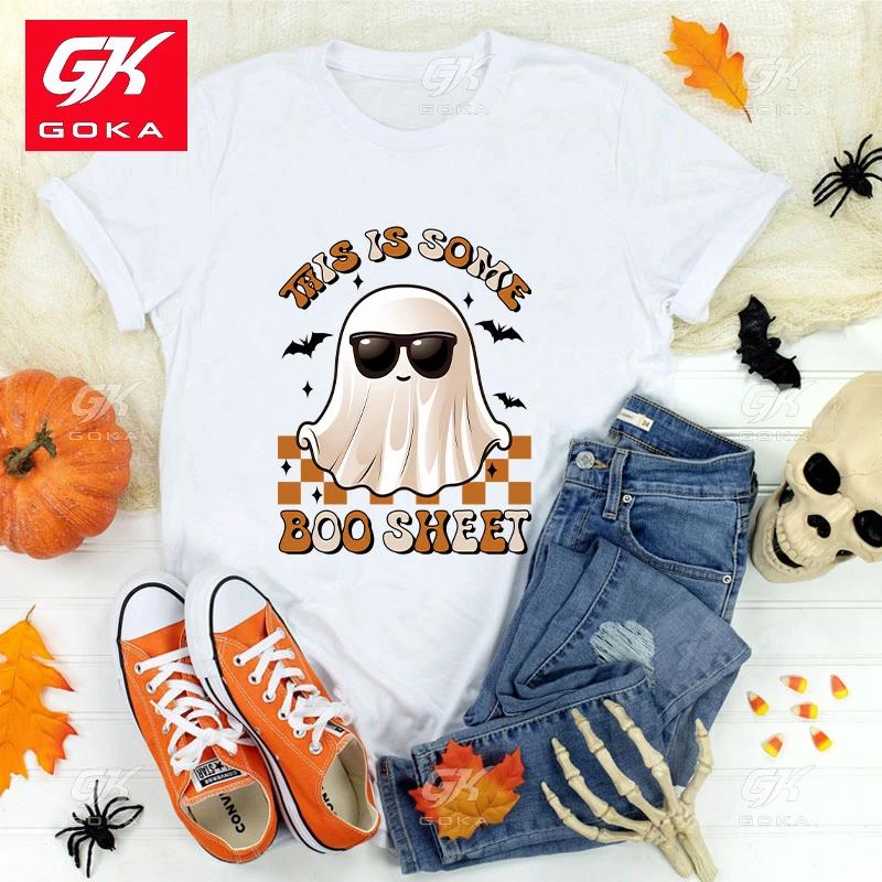 

Premium Cotton T Shirt New Halloween This Is Some Boo Sheet Print T Shirts Womens Fashion Short Sleeve Casual Unisex Tops Tees S