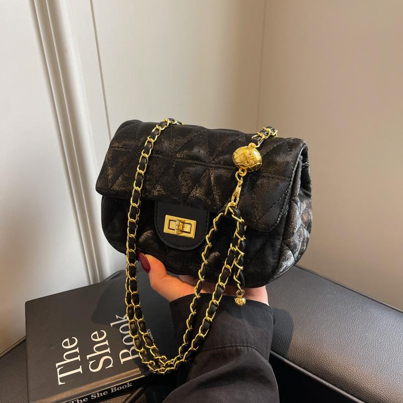 Rhombus chain bag women's autumn and winter new versatile niche shoulder messenger bag high-end small square bag