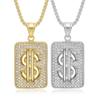 Iced Stainless No Fade Titanium Steel US Dallors Pendant Necklaces for Men Women Punk Rock Hip Hop Jewelry