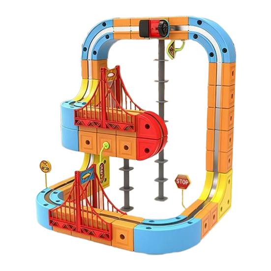 66/92Pcs/Set Magnetic Train Track Set DIY Race Car Cube Rail Boys Girls Gravity-Defying Building Kit Toddlers