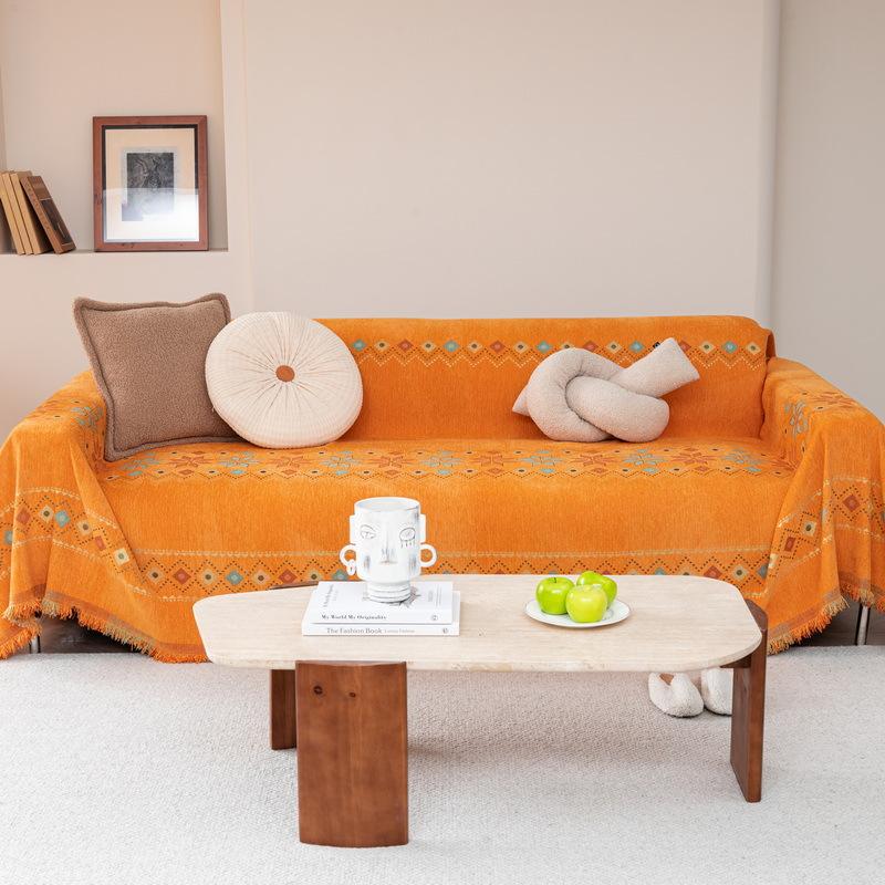 Cream Style Sofa Cover Integrated All-Inclusive Universal Four Seasons Universal High-End Fabric Sofa Towel Cover Cloth Anti-Scratching