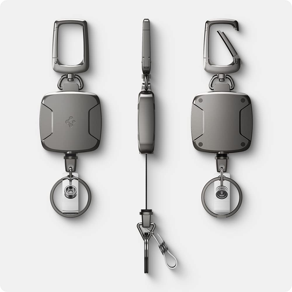 Spigen Retractable Carabiner Keychain – Heavy-Duty ID Badge Reel with Clip