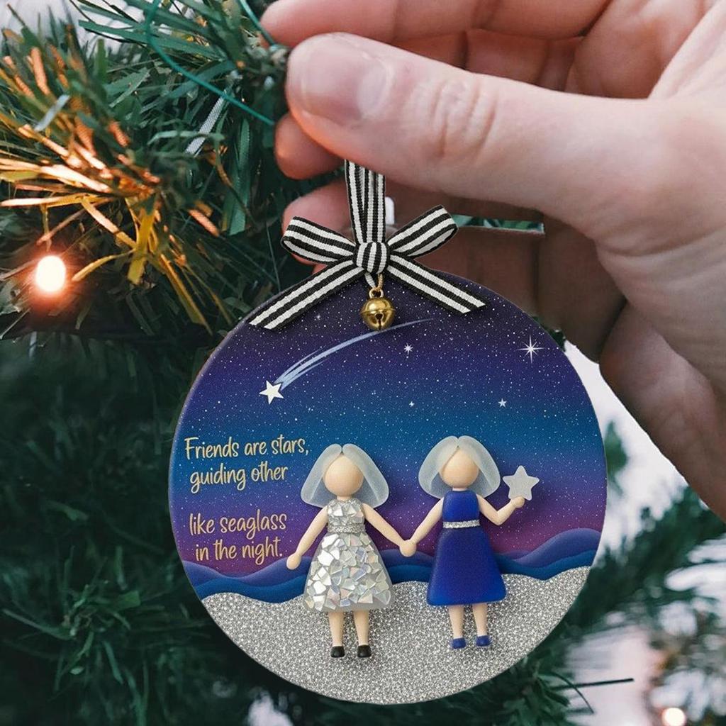 Friends Ornaments For Women 2D Acrylic Christmas Ornament Acrylic Friendship Pendant For Tree For Outdoor Windowsills Yard