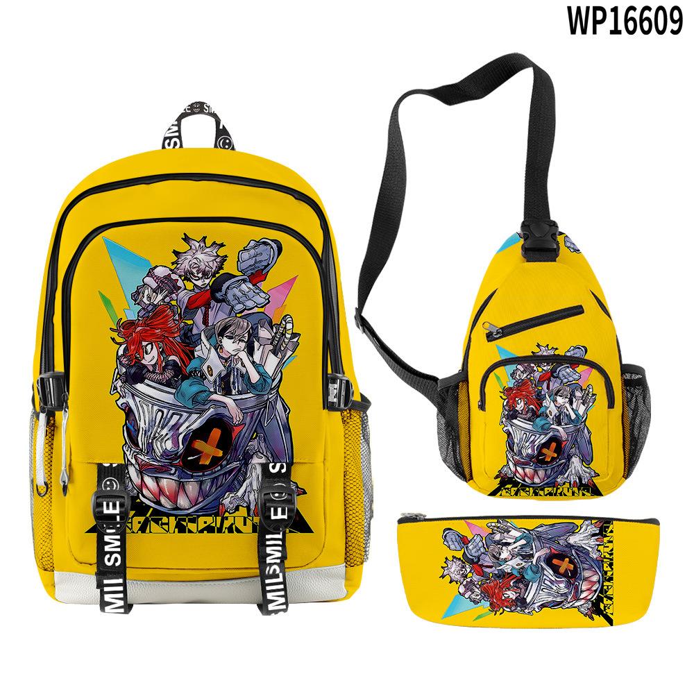 Favored Distinctive Metal Family Anime 3D Design 3pcs/Set Learner Bags Everyday Laptop Everyday Backpack Sling Carry Tote Pencil Pouch