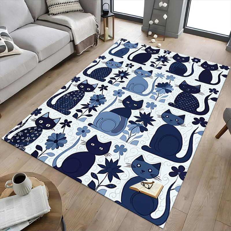1PC cat flower Extra Large Non-Slip Floor carpet, Office, family, bedroom, Studio - Large Area RugJ0401