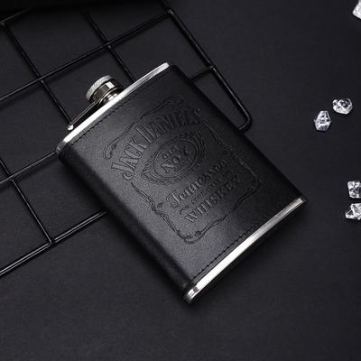 Tragbare 8oz Taschenflasche Lederummantelt Edelstahl Trinkwasserflasche Mini Auslaufsicher Weinkanne Outdoor