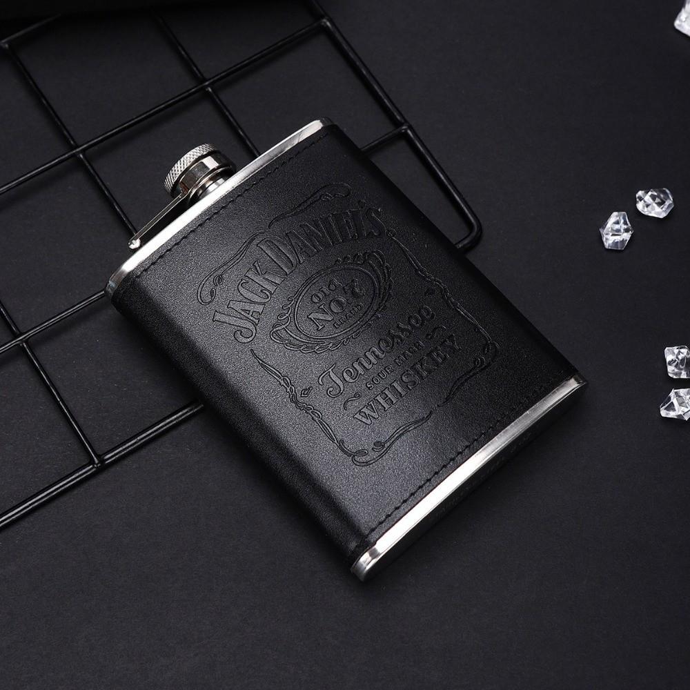 Portable 8oz Hip Flask Leather Covered Leakproof Drinking Water Bottle Mini Stainless Steel Wine Pot Outdoor