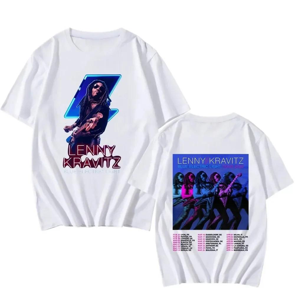 Bestselling Lenny Kravitz Blue Electric Light Tour Poster TShirt Unisex 100 Cotton Loose New Summer Street Fashion Top Tshirt