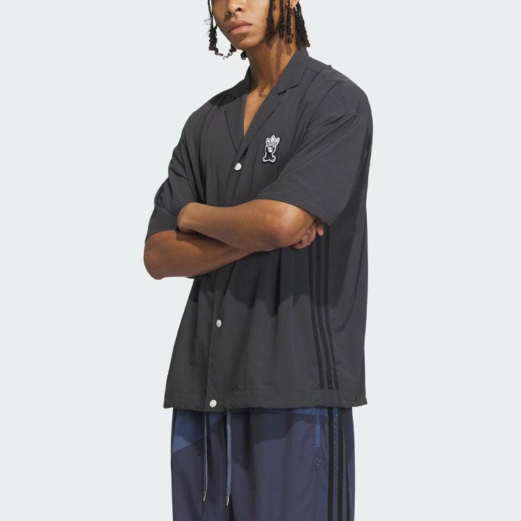 Adidas Originals TOC Shirts Men's Carbon Black Cuban Collar Moderate Shirt IN1012