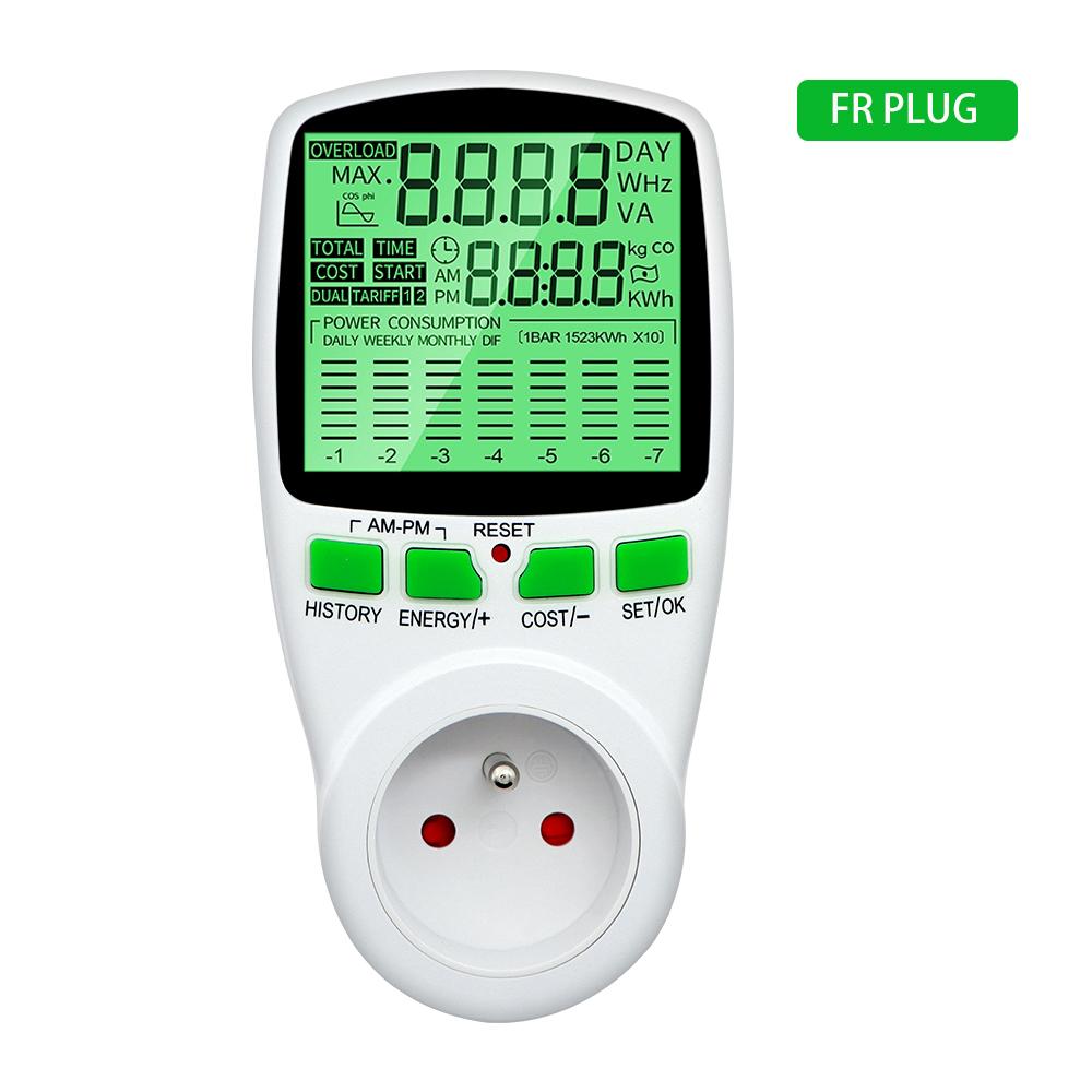 Digital Power Meter LCD Backlight Energy Meter Wattmeter Wattage Electricity Kwh  Outlet Power Analyzer EU US UK AU FR Plug
